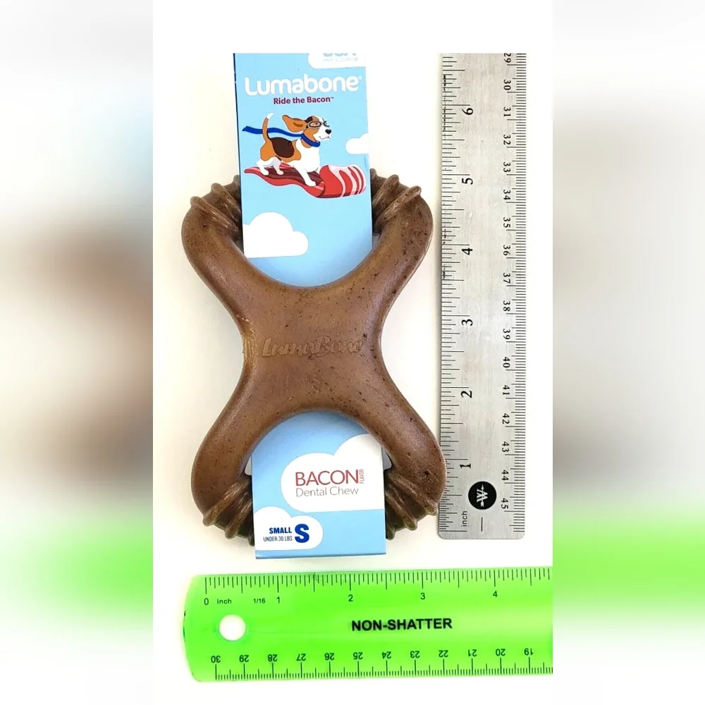 6 - LUMABONE BACON FLAVOR DENTAL CHEW Small Dog Under 30 LBS MADE IN USA